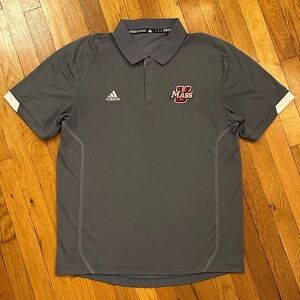 Adidas UMass Amherst Charcoal Gray Large Golf Polo Shirt with UMass Logo